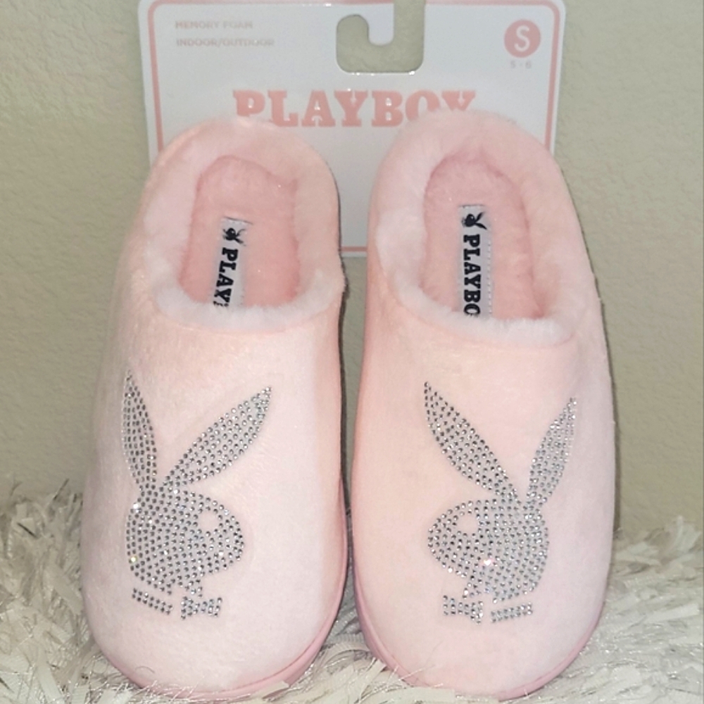Playboy Pink Rhinestone Slippers